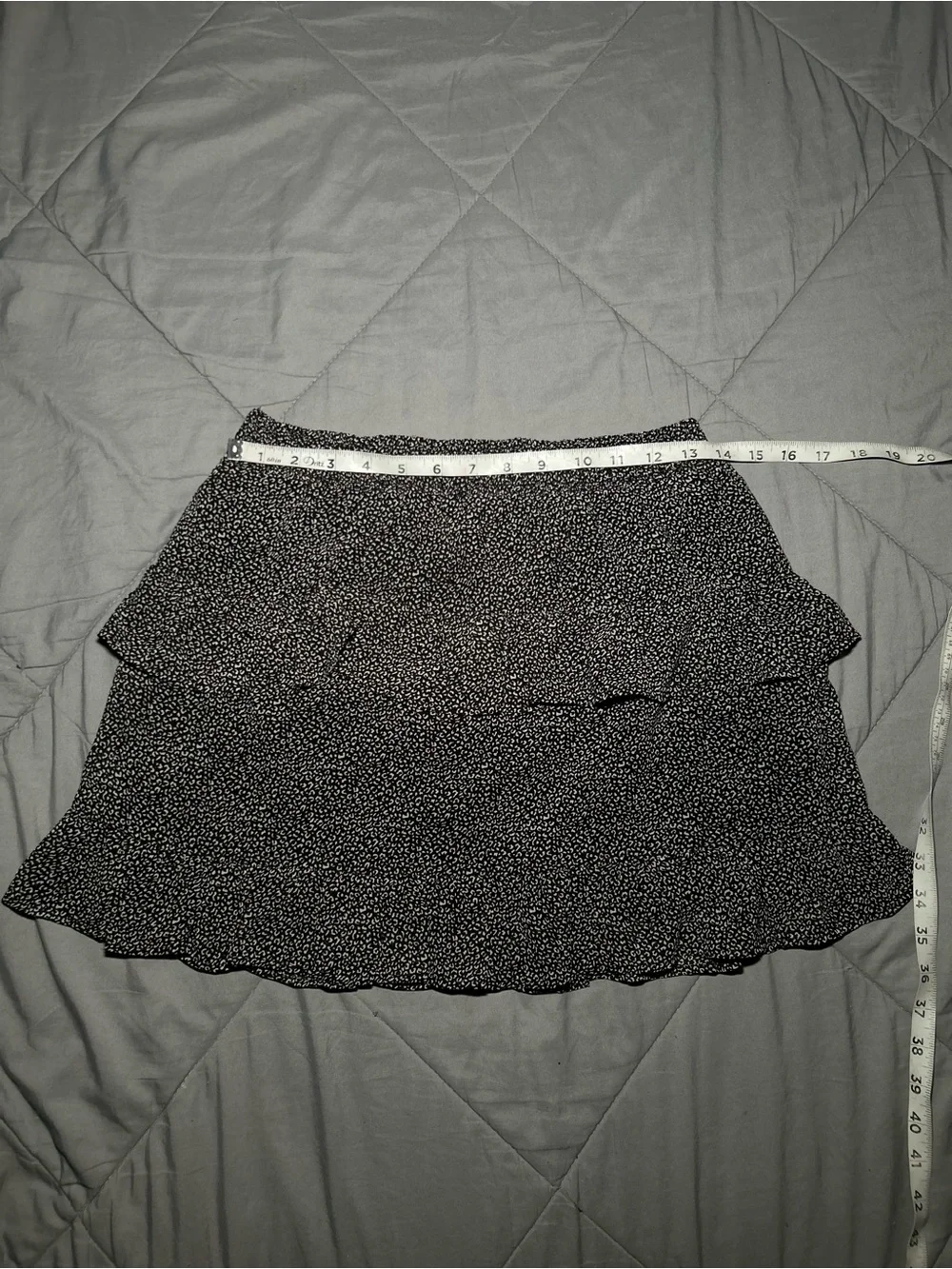 Black leopard print Ruffle Tiered Mini Skirt - Picture 8 of 9